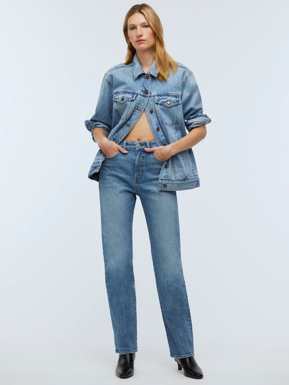 NWT Madewell Tall '90s Straight Jean Rondell Wash: Crease Edition